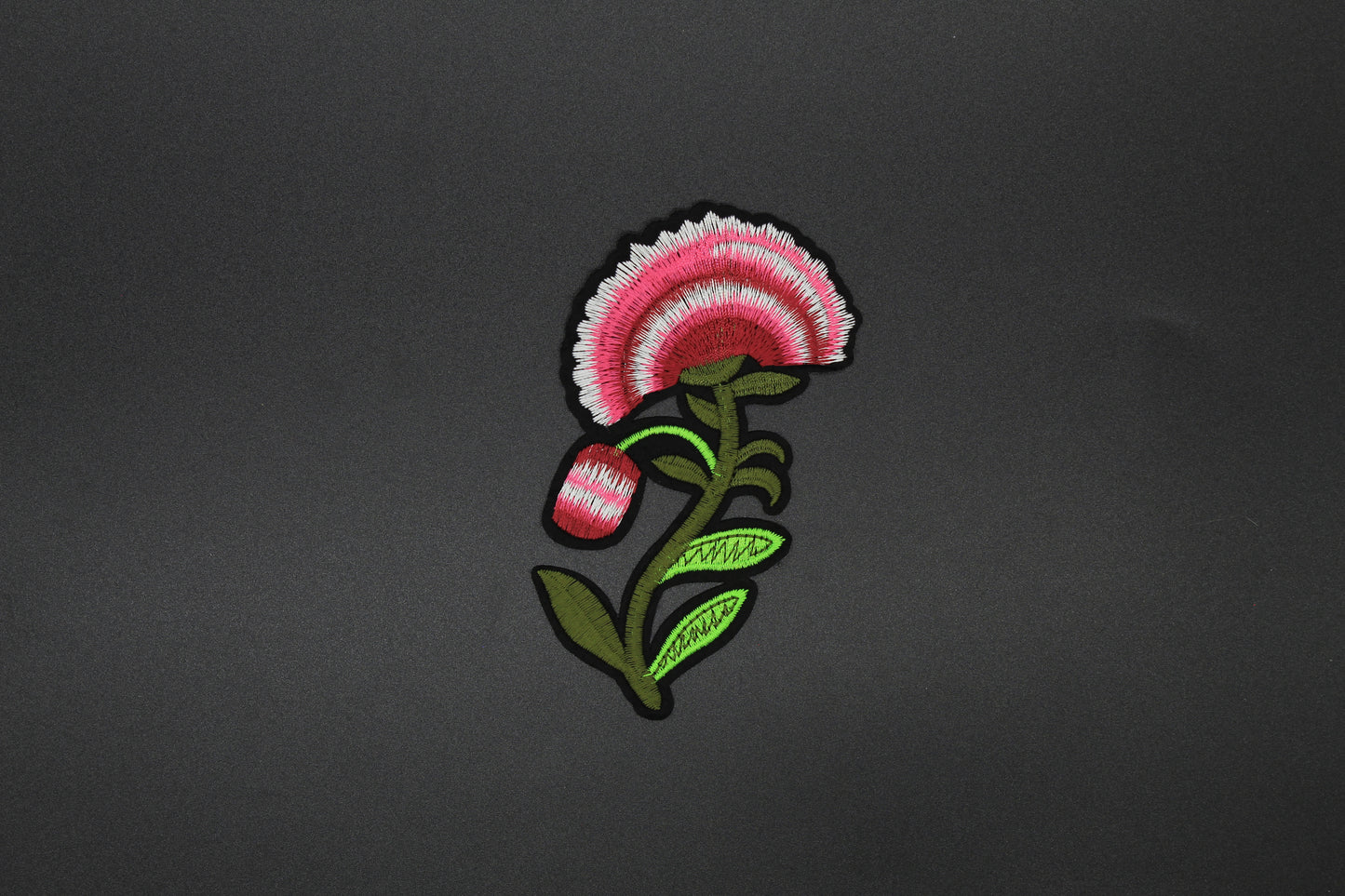 Pink Carnation Embroidered Iron-On Patch
