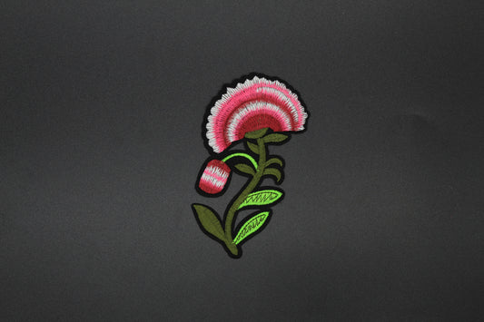 Pink Carnation Embroidered Iron-On Patch
