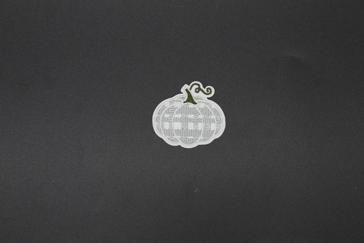 Neutral Gray Buffalo Plaid Pumpkin Iron-On Embroidered Patch