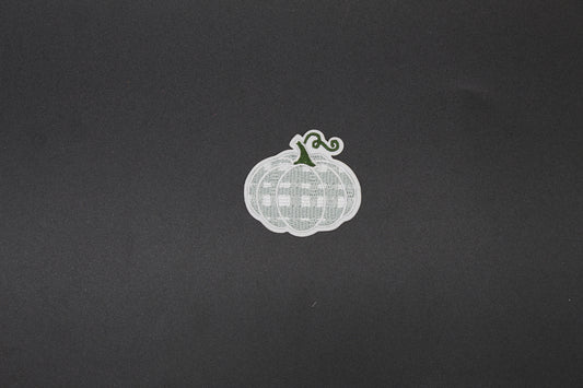 Neutral Gray Buffalo Plaid Pumpkin Iron-On Embroidered Patch