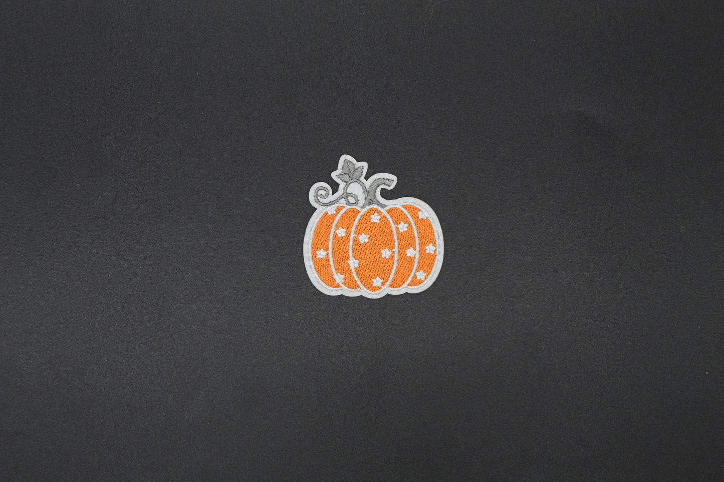 Orange Pumpkin Patch with White Stars Embroidered Iron-On Appliqué