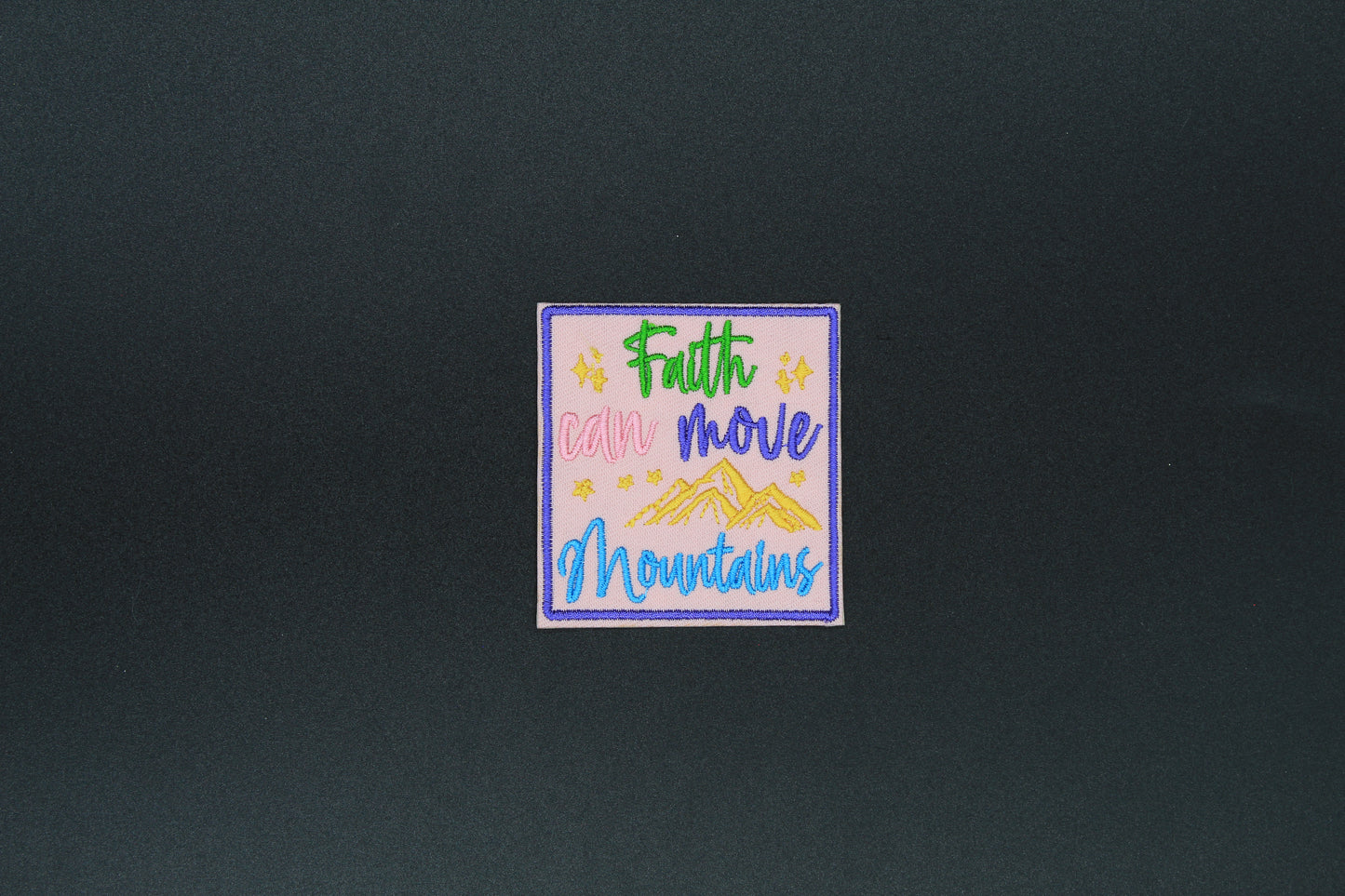 “Faith Can Move Mountains” Embroidered Christian Iron-On Patch