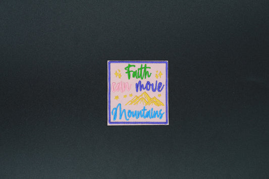 “Faith Can Move Mountains” Embroidered Christian Iron-On Patch