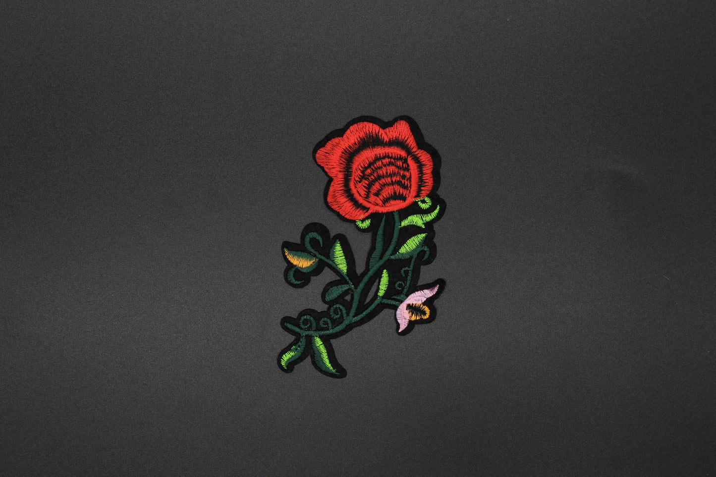 Vintage Red Floral Embroidered Iron-On Patch
