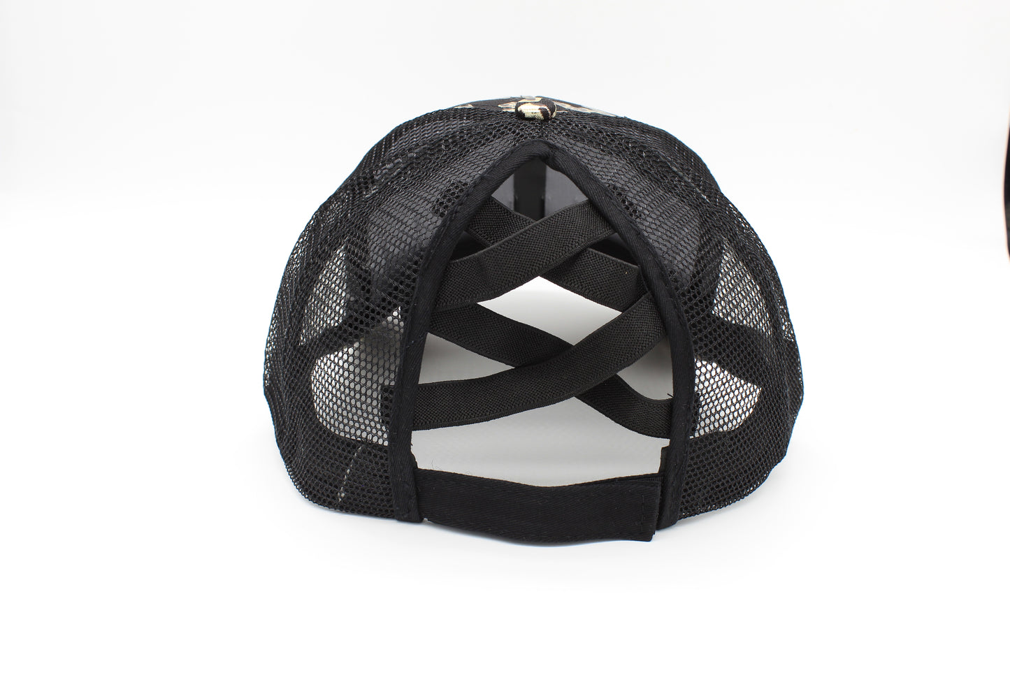 Black Cheetah Print Ponytail Trucker Hat