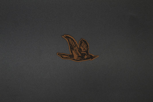 Leather Flying Duck Patch | Faux Leather Waterfowl Hunting Patch for Hats & Outdoor Gear