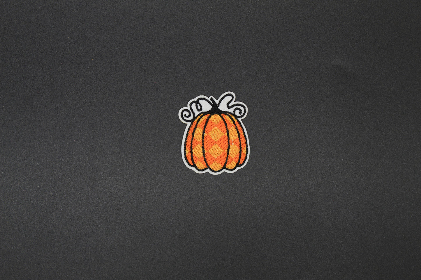 Orange Harlequin Pumpkin Embroidered Iron-On Patch – Halloween Fall Appliqué