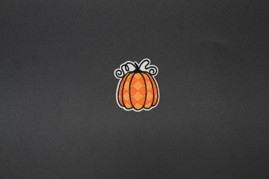 Orange Harlequin Pumpkin Embroidered Iron-On Patch – Halloween Fall Appliqué