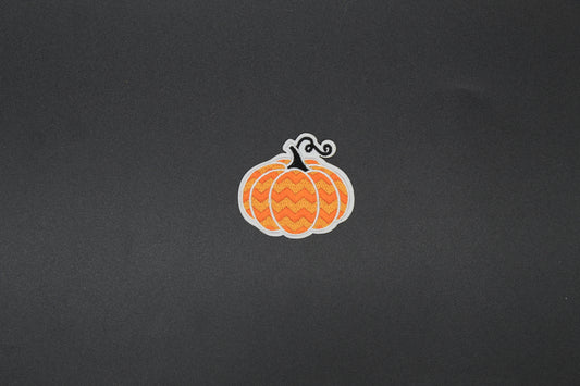 Orange Chevron Pumpkin Embroidered Iron-On Patch – Fall Halloween Appliqué