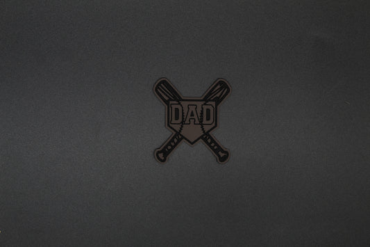 Leather Softball Dad Patch | Faux Leather Baseball Bat Patch for Hats & Game Day Gear