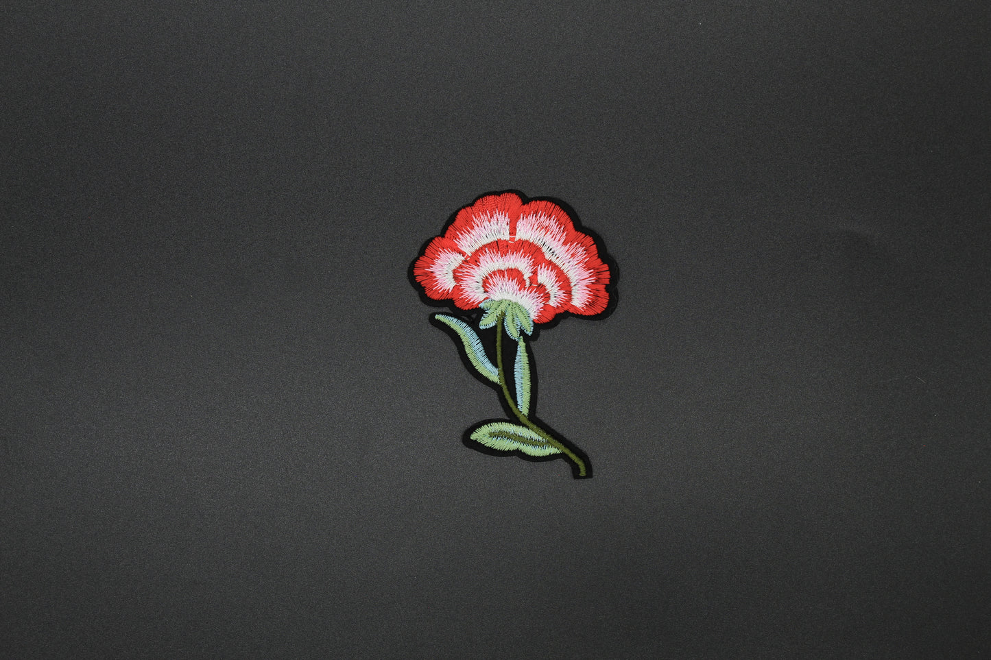 Red & White Carnation Embroidered Iron-On Patch