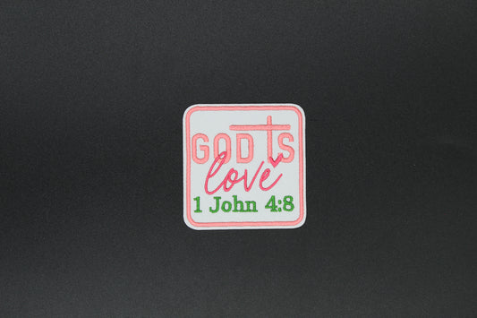 “God Is Love – 1 John 4:8” Embroidered Christian Iron-On Patch