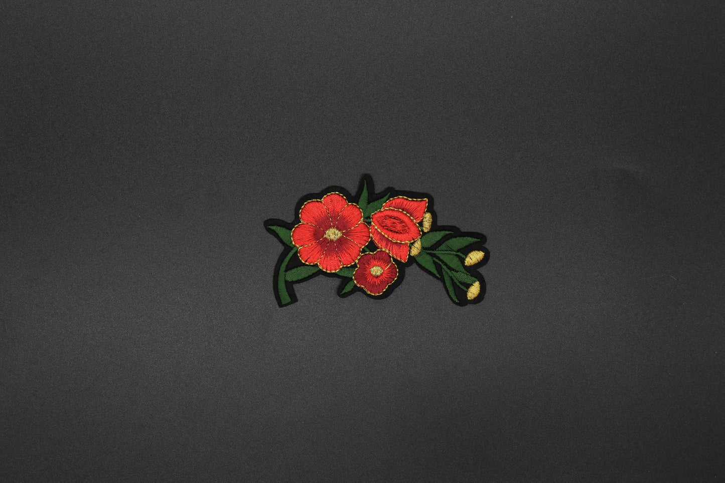 Red Wildflower Embroidered Iron-On Patch