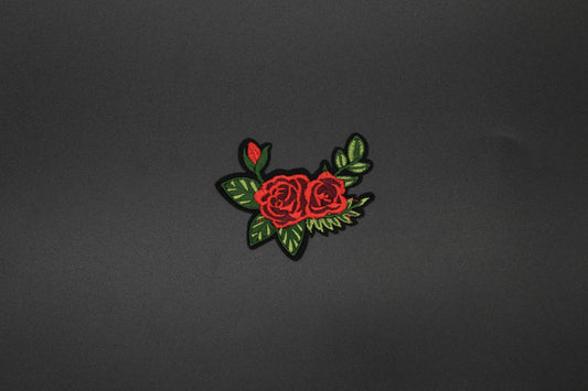 Mini Red Rose Bouquet Embroidered Iron-On Patch