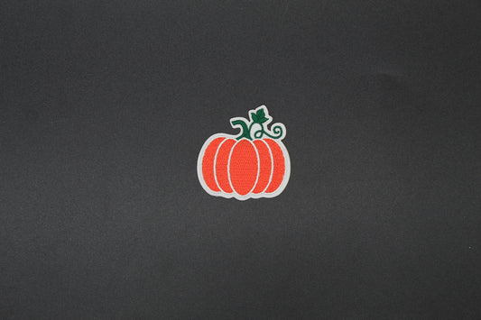 Bright Coral Pumpkin Embroidered Iron-On Patch – Cute Autumn Fall Appliqué