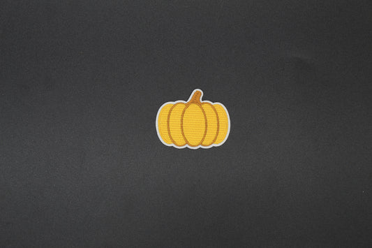 Golden Yellow Pumpkin Embroidered Iron-On Patch – Cute Fall Harvest Autumn Appliqué