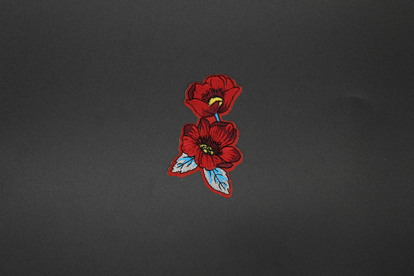 Red Poppy Embroidered Iron-On Patch