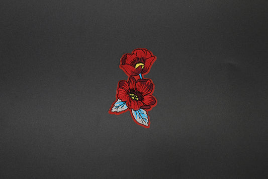 Red Poppy Embroidered Iron-On Patch