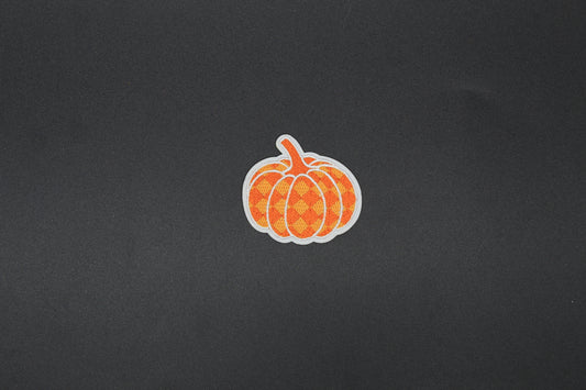 Orange Buffalo Plaid Pumpkin Embroidered Iron-On Patch – Cozy Fall Farmhouse Autumn Appliqué