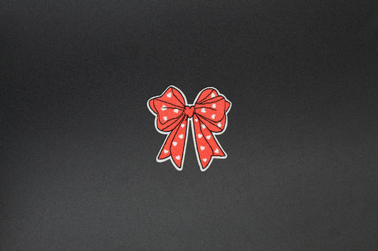 Red Polka Dot Bow Iron-On Patch