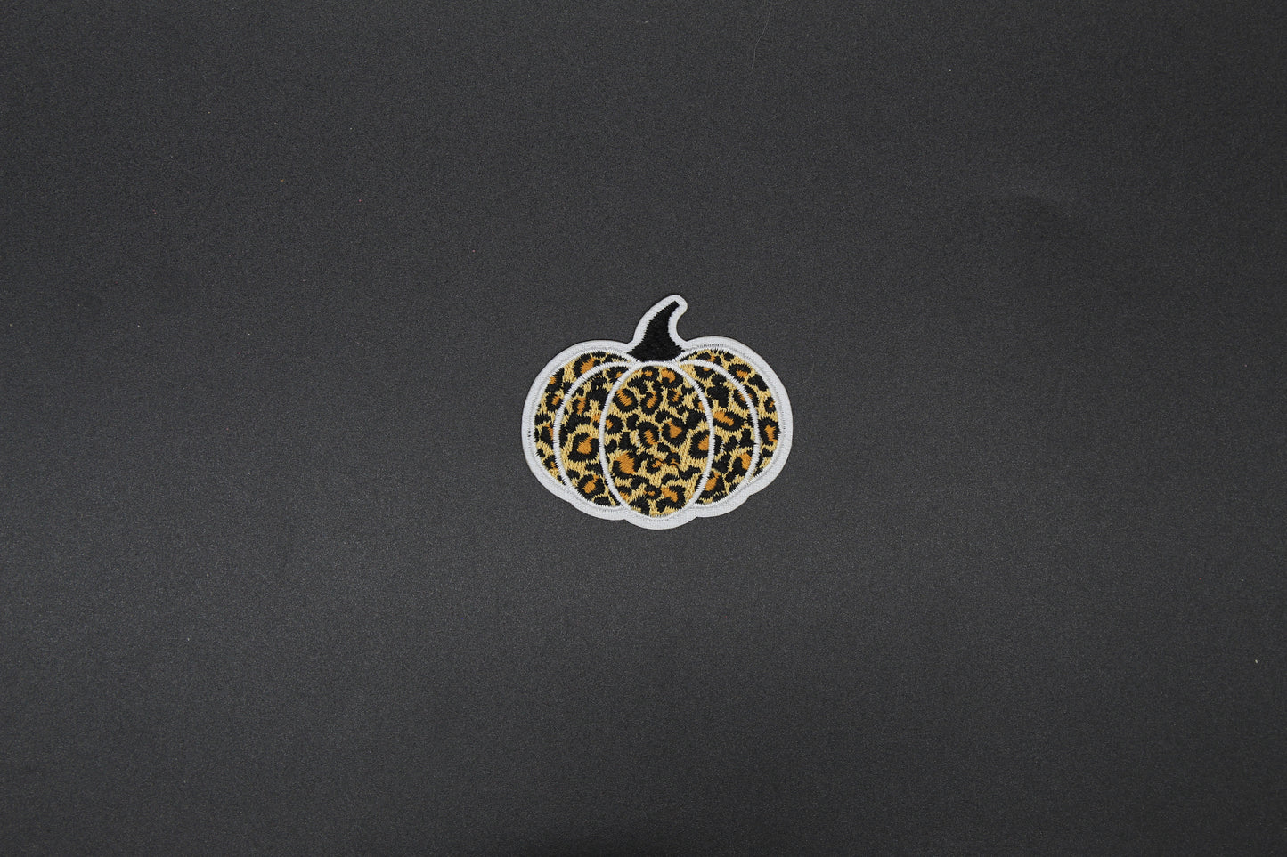 Leopard Print Pumpkin Embroidered Iron-On Patch – Trendy Fall Cheetah Pumpkin Appliqué
