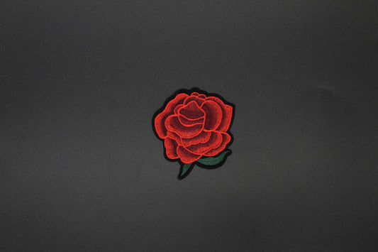 Classic Red Rose Embroidered Iron-On Patch