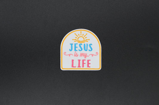 “Jesus Is My Life” Inspirational Christian Embroidered Iron-On Patch