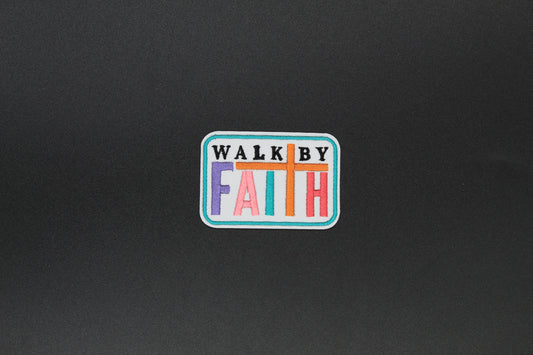 “Walk By Faith” Christian Cross Embroidered Iron-On Patch