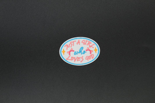 “Just a Girl Who Loves God” Christian Embroidered Iron-On Patch