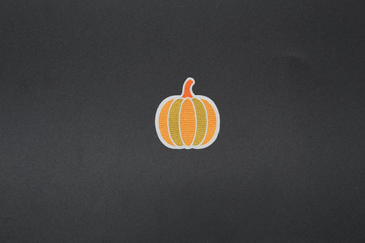 Neutral Fall Pumpkin Embroidered Iron-On Patch – Minimalist Autumn Pumpkin Appliqué