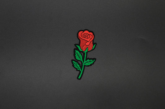 Classic Red Rose Embroidered Iron-On Patch