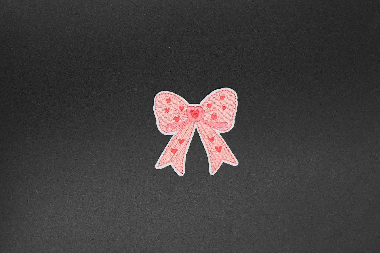 Pink Heart Bow Iron-On Patch
