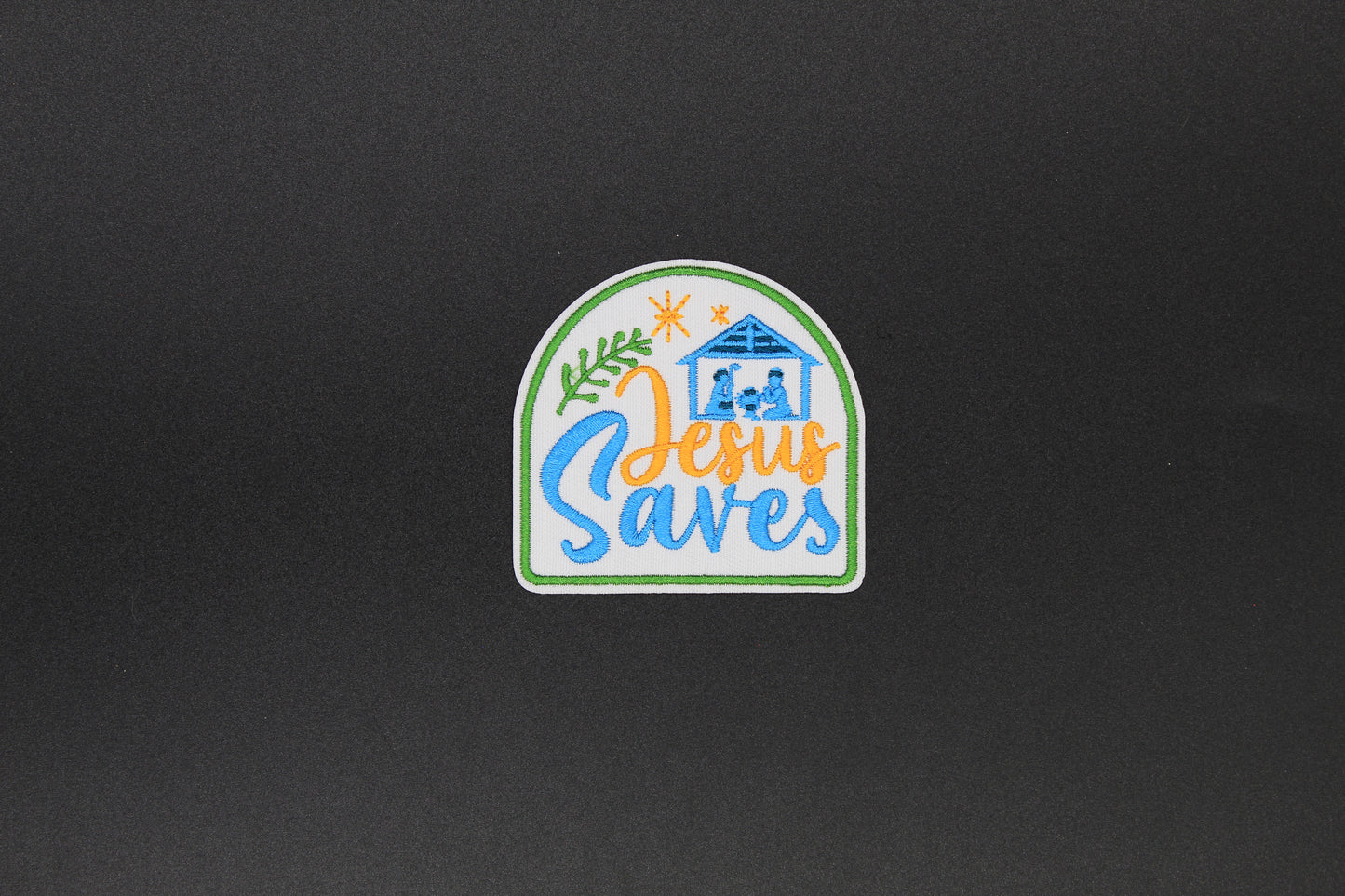“Jesus Saves” Nativity Scene Christian Embroidered Iron-On Patch