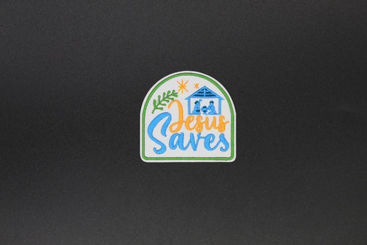 “Jesus Saves” Nativity Scene Christian Embroidered Iron-On Patch