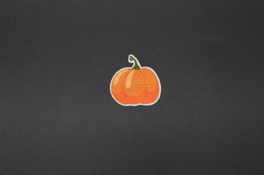 Vintage Watercolor Pumpkin Embroidered Iron-On Patch – Rustic Autumn Pumpkin Appliqué