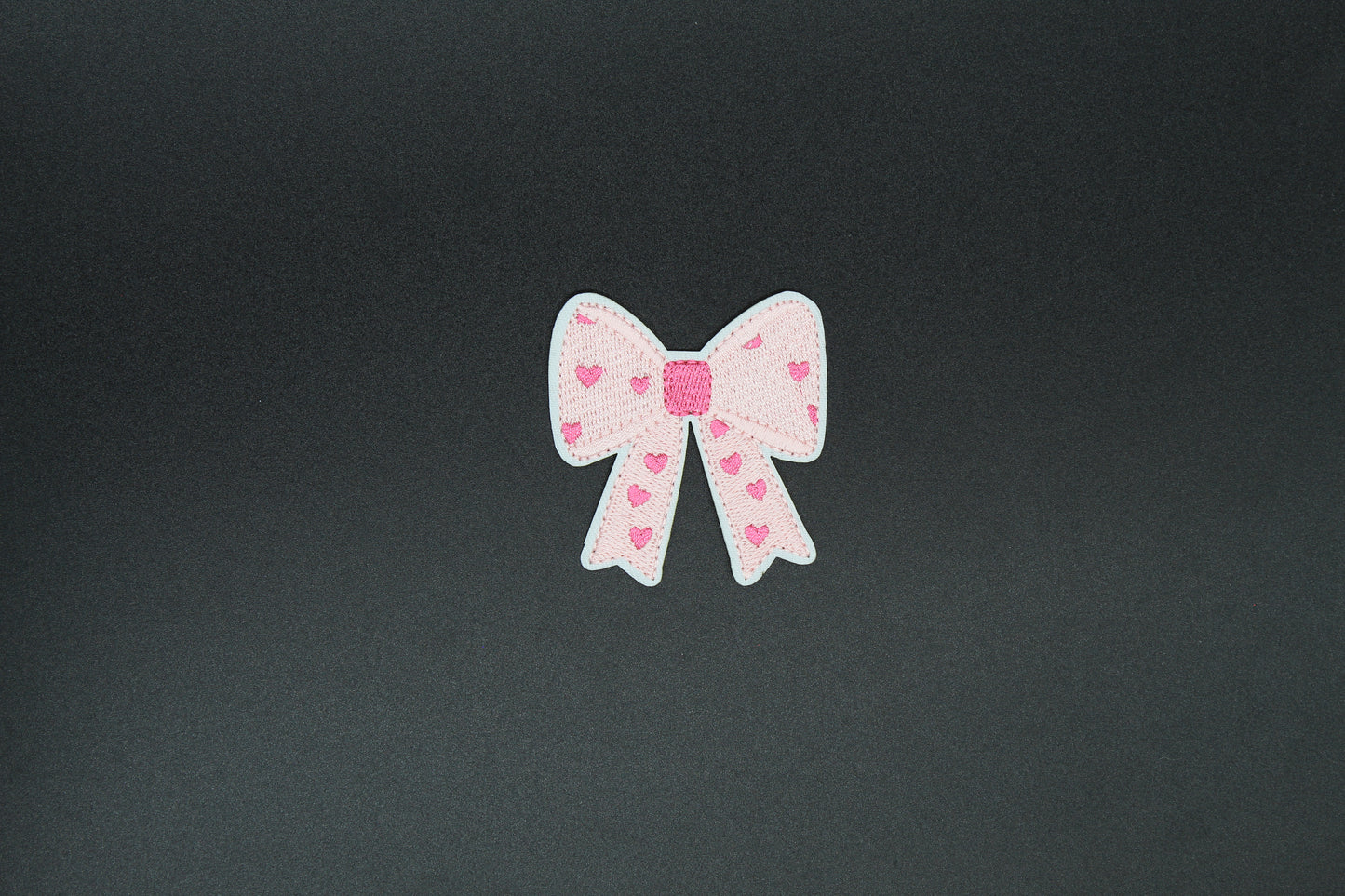 Pink Heart Bow Iron-On Patch