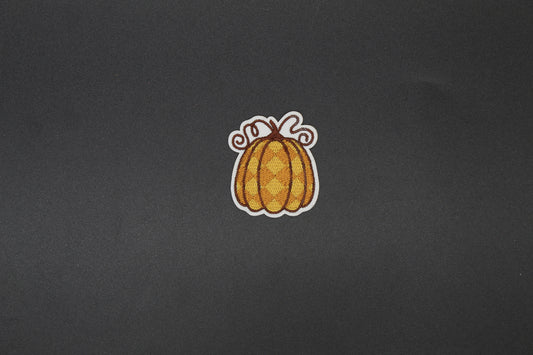 Rustic Argyle Pumpkin Embroidered Iron-On Patch – Vintage Fall Pumpkin Appliqué