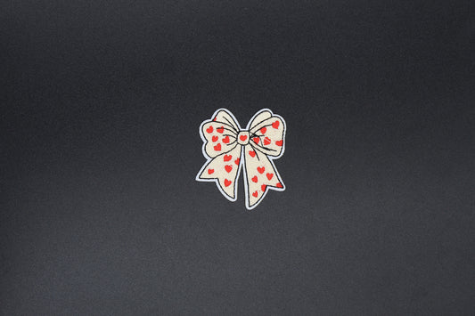 Vintage Cream Heart Bow Iron-On Patch