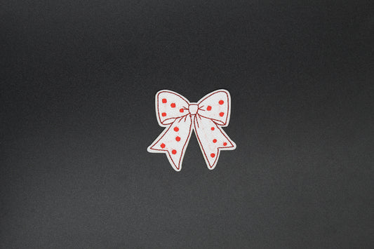 Red Polka Dot Bow Iron-On Patch