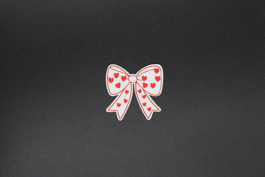 Red Heart Bow Iron-On Patch