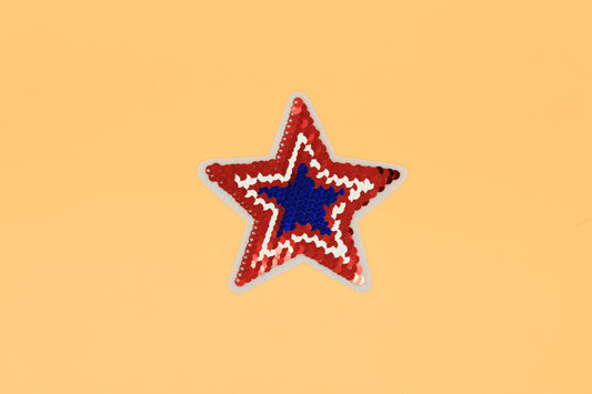 Sequin Patriotic Star Iron-On Patch