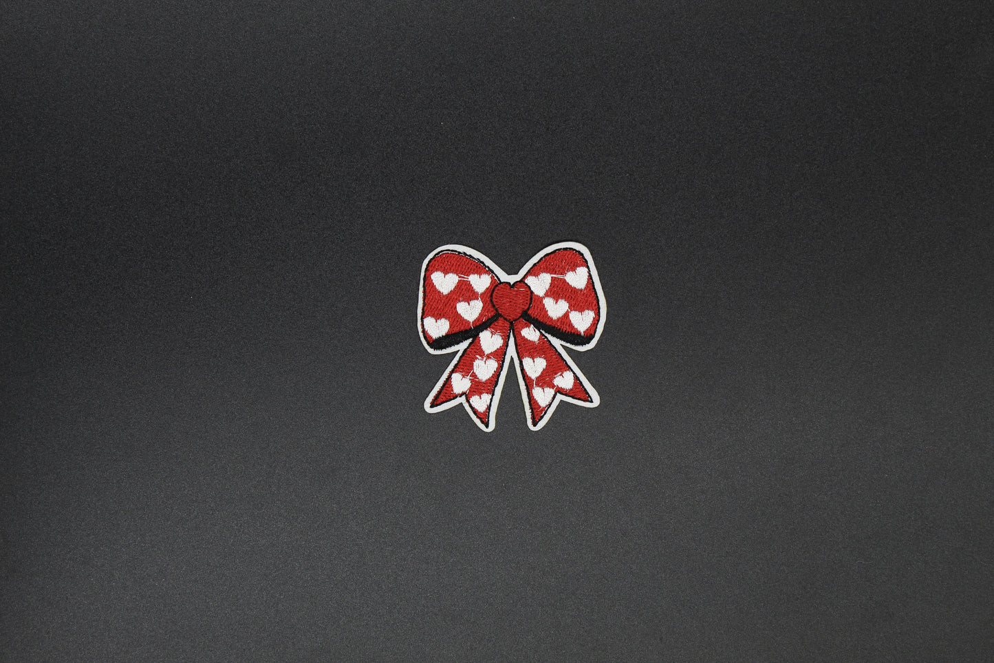 Red & White Heart Bow Iron-On Patch