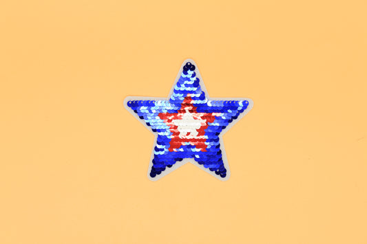 Reversible Sequin Patriotic Star Iron-On Patch
