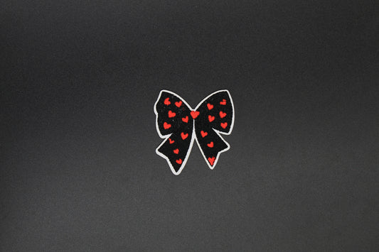 Black & Red Heart Bow Iron-On Patch