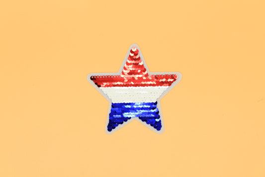 Reversible Sequin Red, White & Blue Star Iron-On Patch