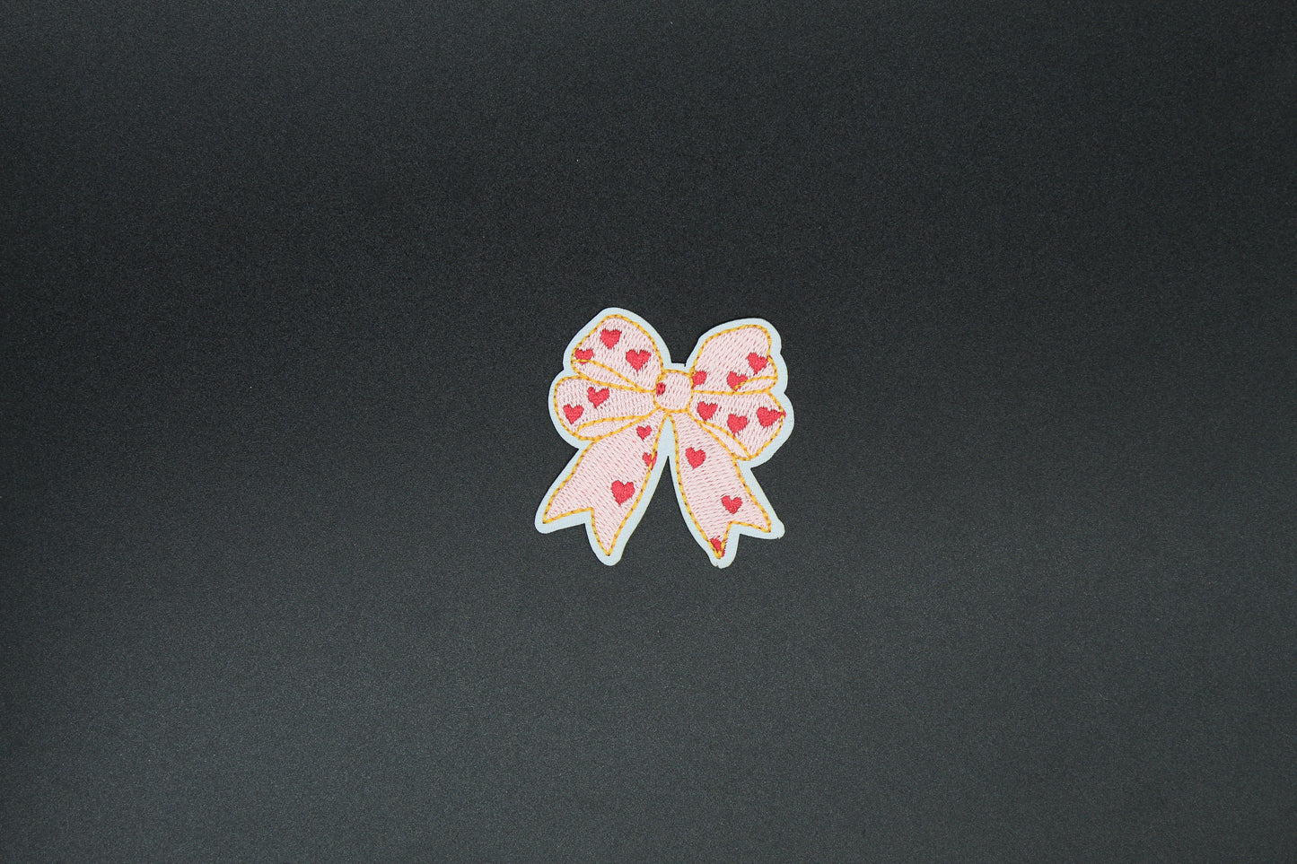 Pastel Pink & Gold Heart Bow Iron-On Patch