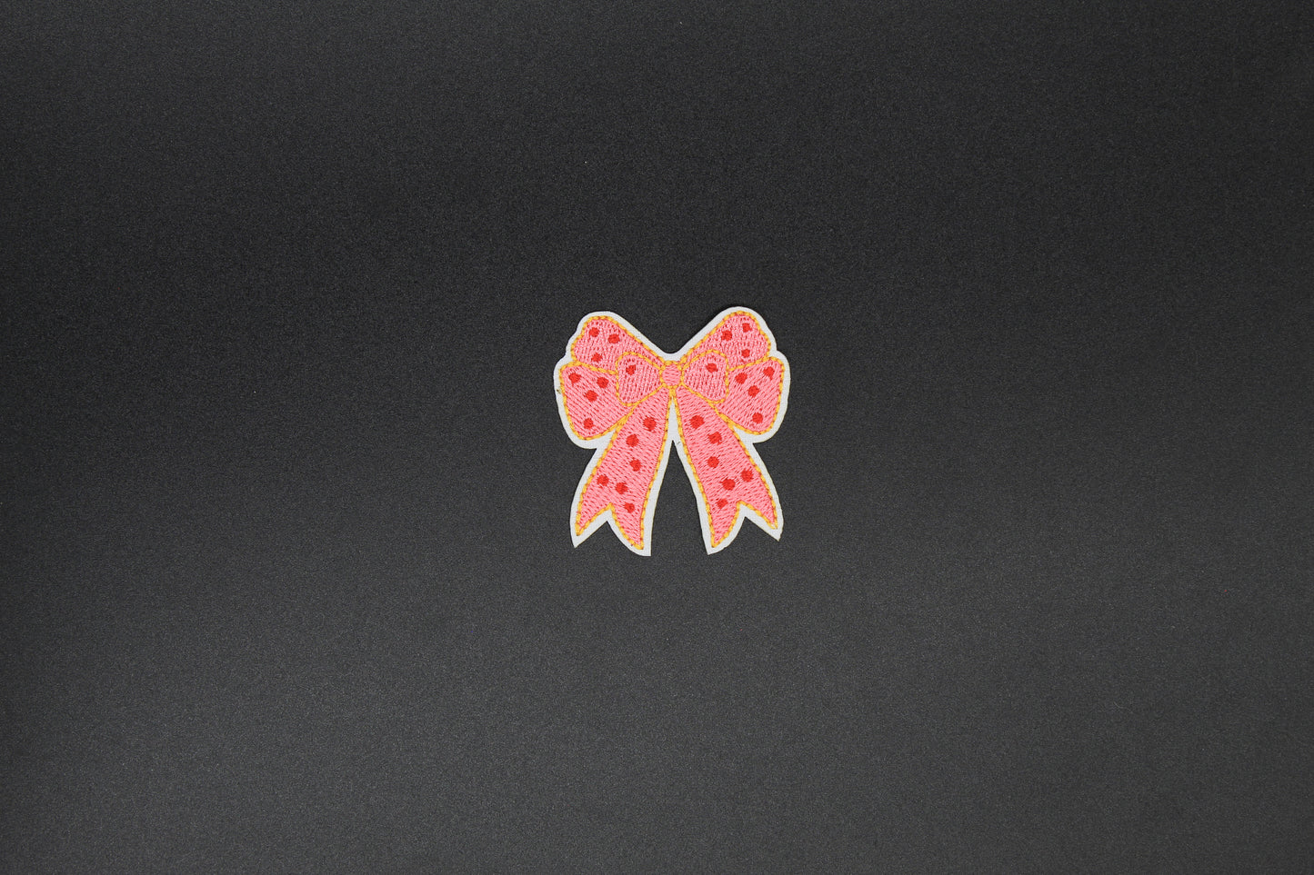 Coral Pink Polka Dot Bow Iron-On Patch