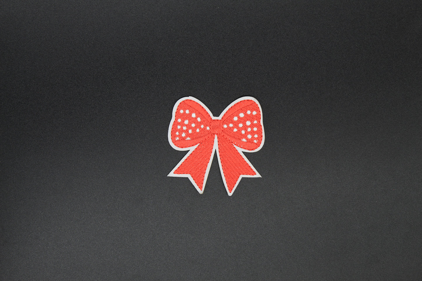 Red & White Polka Dot Bow Iron-On Patch