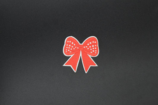 Red & White Polka Dot Bow Iron-On Patch