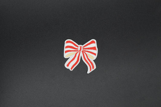 Vintage Candy Stripe Bow Iron-On Patch